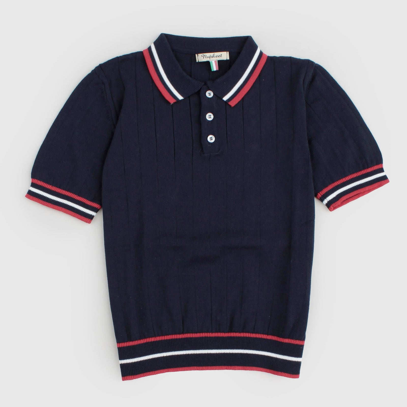 Base Blu/Collo Rosso E Bianco